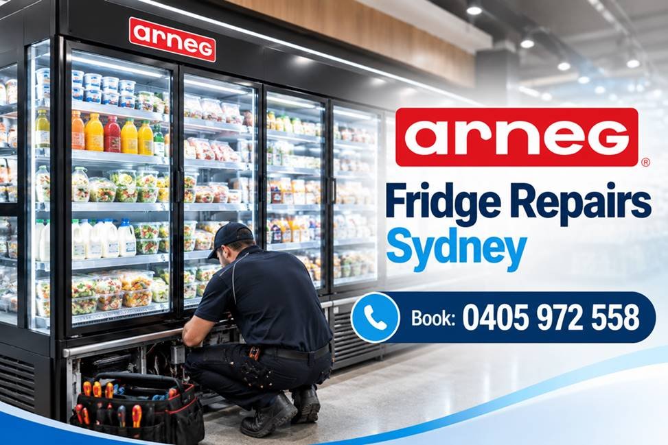 Arneg commercial refrigeration technician inspecting display cabinets in Sydney